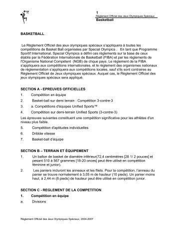 1 Basketball BASKETBALL Le Règlement Officiel ... - Special Olympics