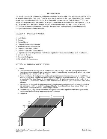 Tenis de Mesa (PDF) - Special Olympics