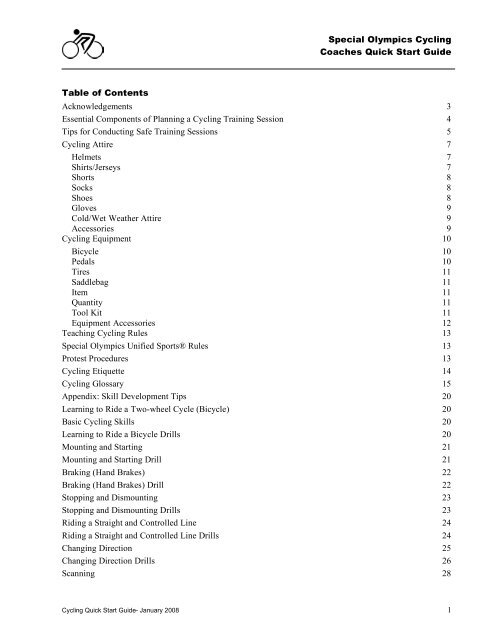 Cycling Quick Start Guide - Special Olympics