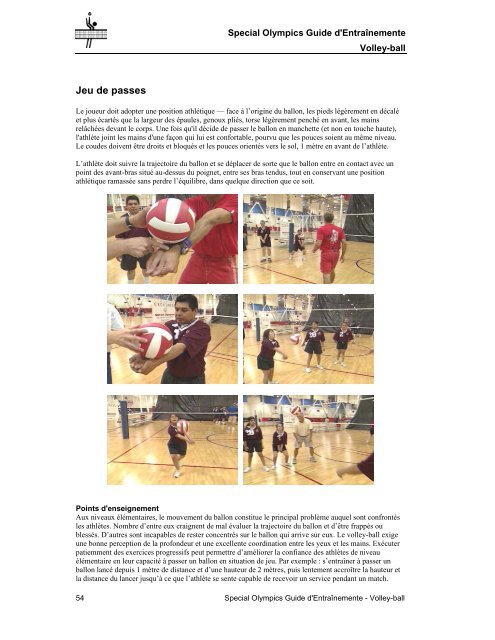 Guide d'entraînement volley-ball - Special Olympics