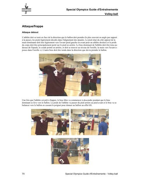 Guide d'entraînement volley-ball - Special Olympics