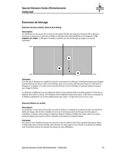 Guide d'entraînement volley-ball - Special Olympics