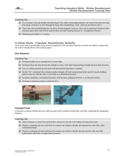 Aquatics Coaching Guide - Special Olympics