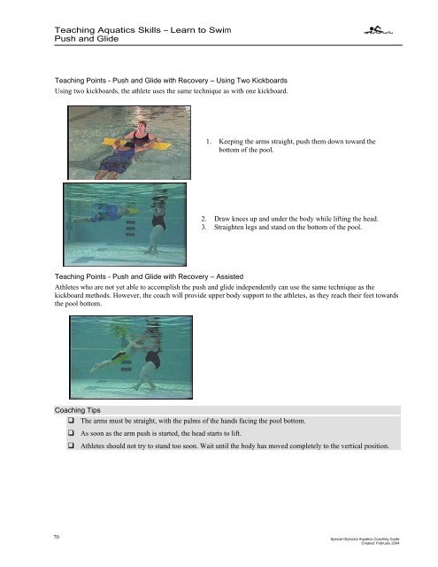 Aquatics Coaching Guide - Special Olympics