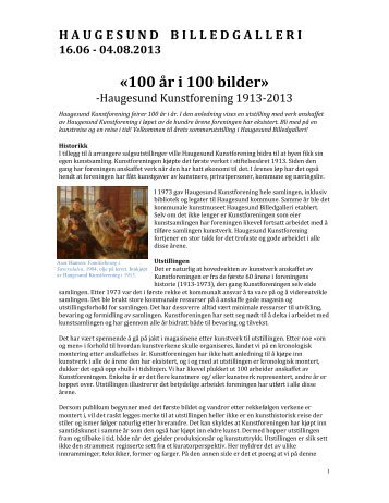 «100 år i 100 bilder» - Haugesund Billedgalleri