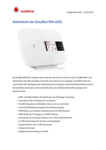 EasyBox 904 LTE Datenblatt - Vodafone