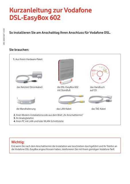 Kurzanleitung zur Vodafone DSL-EasyBox 602