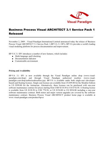Business Process Visual ARCHITECT 3.1 Service ... - Visual Paradigm