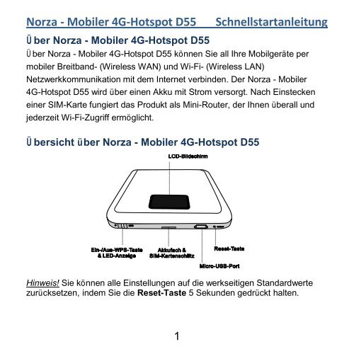 Norza WNC D55 W-LAN LTE-Router Bedienunganleitung - Vodafone