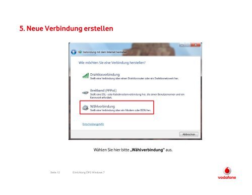 Einrichtung einer DFÜ Verbindung - Vodafone