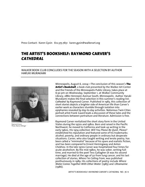 the artist's bookshelf: raymond carver's cathedral - Walker Art Center