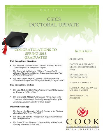 CSICS DOCTORAL UPDATE