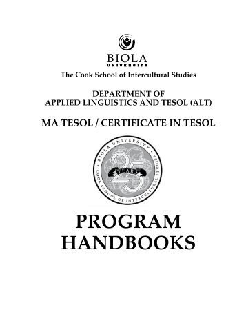 PROGRAM HANDBOOKS - Biola University