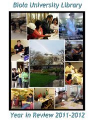 Library Annual Report, 2011-2012 - Biola University