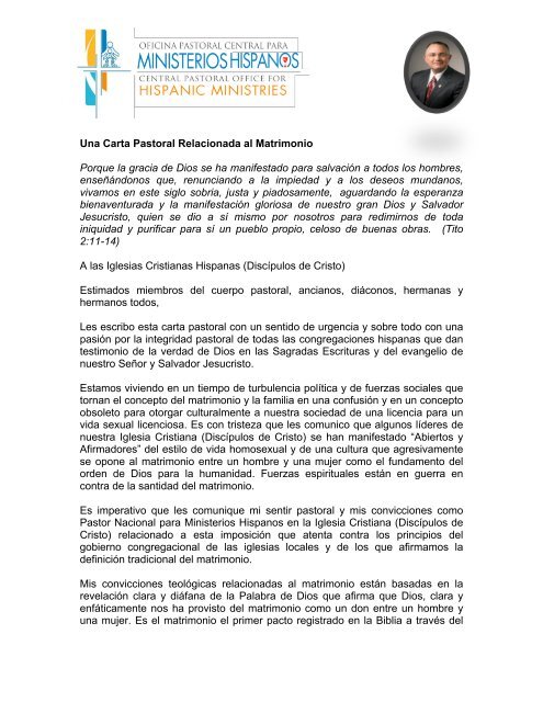 Una Carta Pastoral Relacionada al Matrimonio ... - Razorplanet