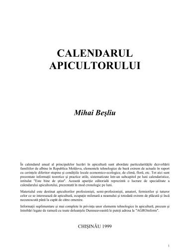 CALENDARUL APICULTORULUI - Apicola | Ghid apicultura