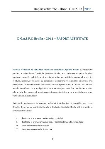 Raport activitate ? DGASPC BRAILA