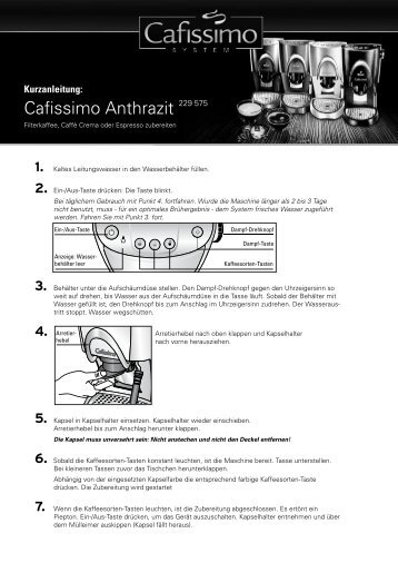 Kurzanleitung: Cafissimo Anthrazit 229 575