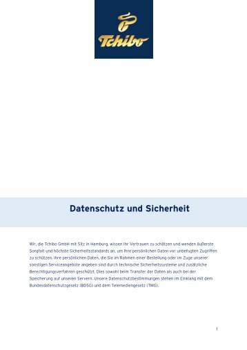 Datenschutz und Sicherheit - Tchibo Online-Shop