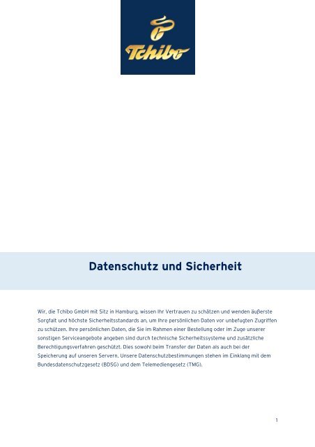 Datenschutz und Sicherheit - Tchibo Online-Shop