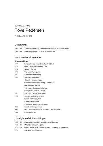 Curriculum Vitae - tovepedersen.com