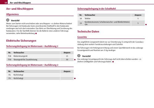 ŠkodaSuperb NACHTRAG ZUR BETRIEBSANLEITUNG