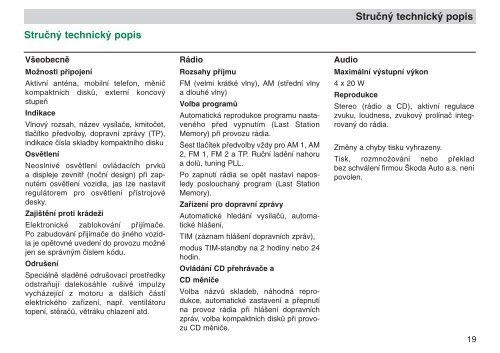 Autorádio Symphony - Media Portal - Skoda