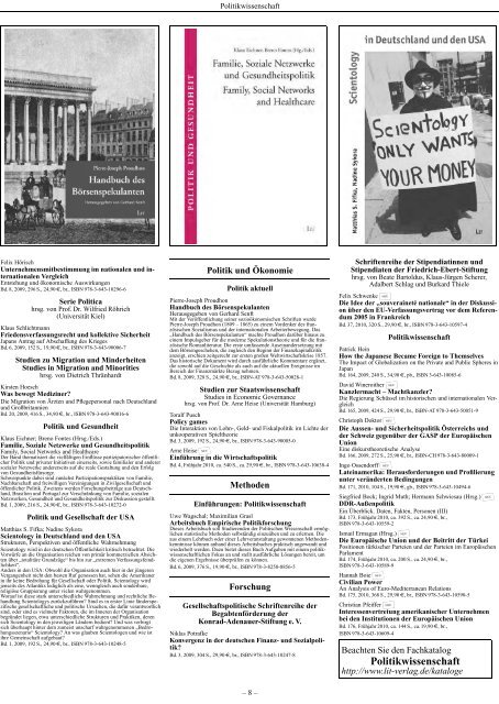 Wissenschaft aktuell - LIT Verlag