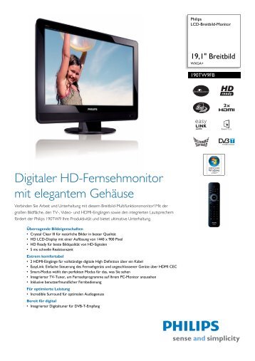 190TW9FB/00 Philips LCD-Breitbild-Monitor - Digitec
