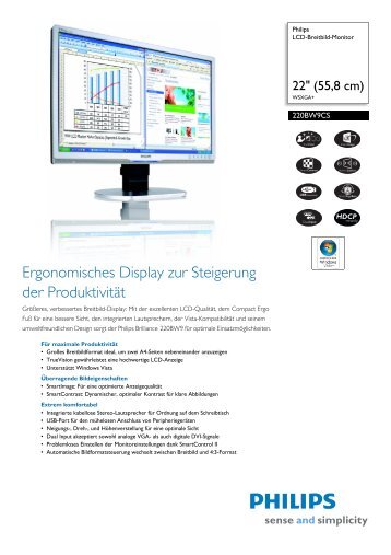 220BW9CS/00 Philips LCD-Breitbild-Monitor - Digitec