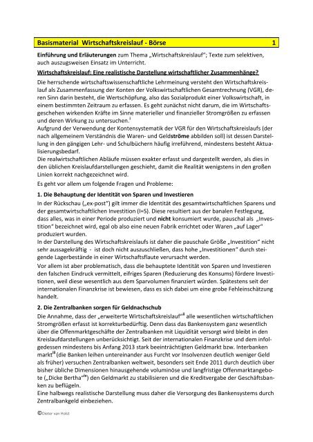 Basismaterial Wirtschaftskreislauf Borse 1