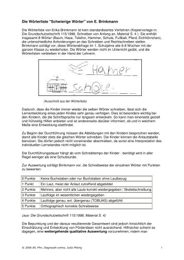 Die Wörterliste von E. Brinkmann