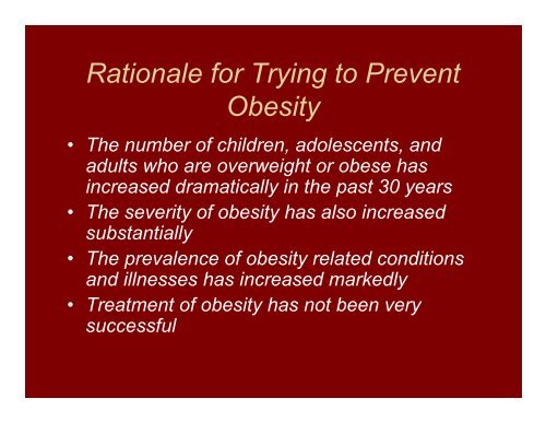 Childhood Obesity, Problems and Solutions - University of Utah ...