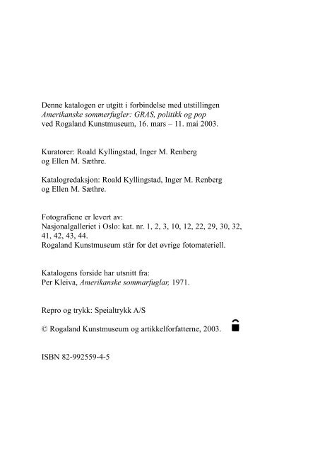 2003 Rogaland museum - Gras Katalog - Victor Lind