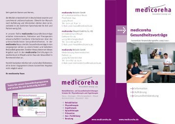 Flyer Gesundheitsvorträge 2009-2010 - medicoreha