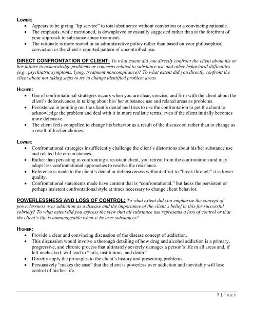 Motivational Interviewing Ratings: Higher and Lower Skill Levels