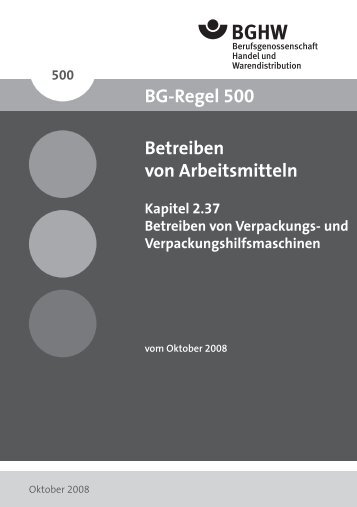 BGR 500 - Berufsgenossenschaft Handel und Warendistribution