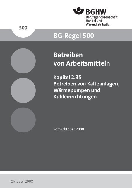 BGR 500 - Berufsgenossenschaft Handel und Warendistribution