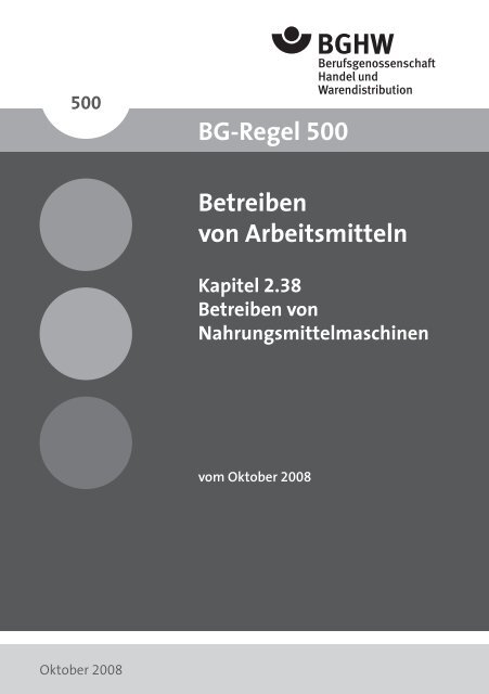 BGR 500 - Berufsgenossenschaft Handel und Warendistribution