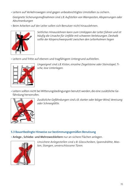 Handlungsanleitung für den Umgang mit Leitern und Tritten