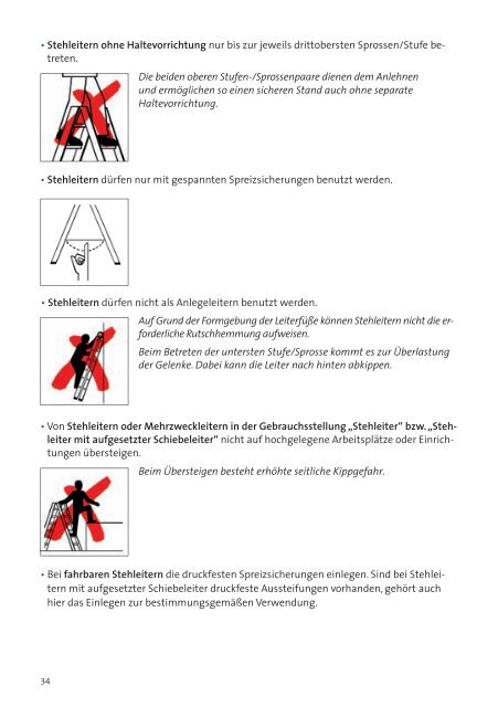 Handlungsanleitung für den Umgang mit Leitern und Tritten