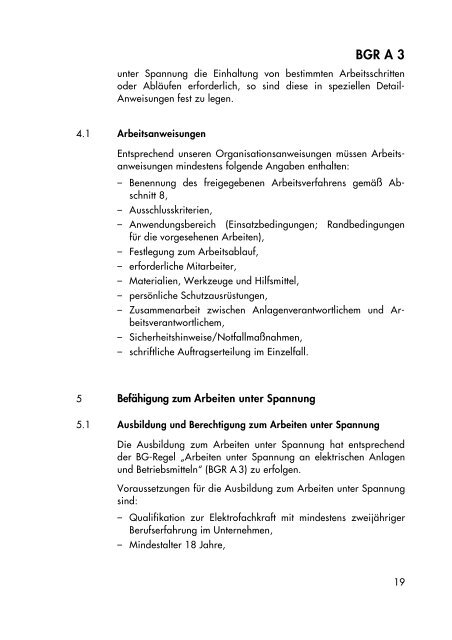 Arbeiten unter Spannung an elektrischen Anlagen und Betriebsmitteln