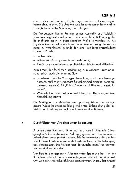 Arbeiten unter Spannung an elektrischen Anlagen und Betriebsmitteln