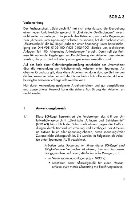 Arbeiten unter Spannung an elektrischen Anlagen und Betriebsmitteln