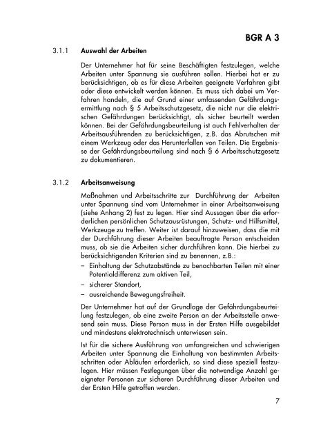 Arbeiten unter Spannung an elektrischen Anlagen und Betriebsmitteln