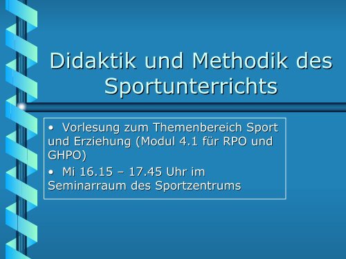 Didaktisch-methodisches Handeln im Sport