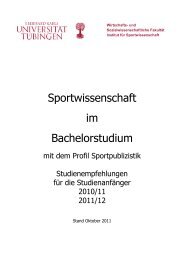 Sportwissenschaft im Bachelorstudium - Universität Tübingen