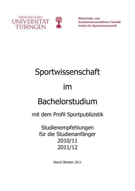 Sportwissenschaft im Bachelorstudium - Universität Tübingen
