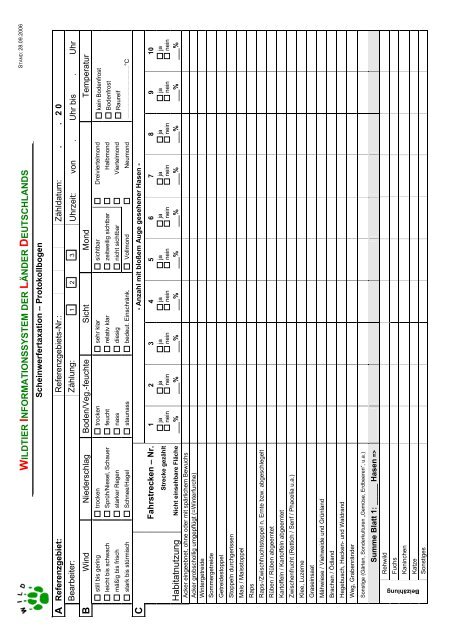 Protokollbogen zur Feldhasenerfassung - Newsroom.de
