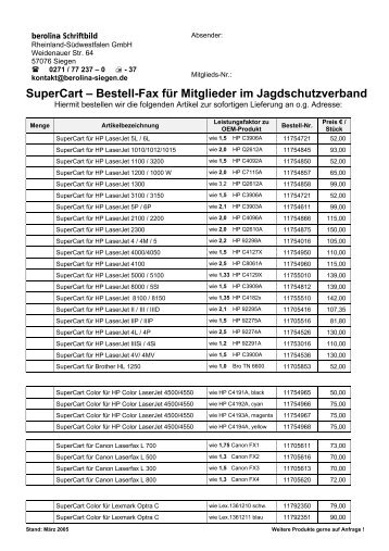 SuperCart – Bestell-Fax für Mitglieder im ... - Newsroom.de